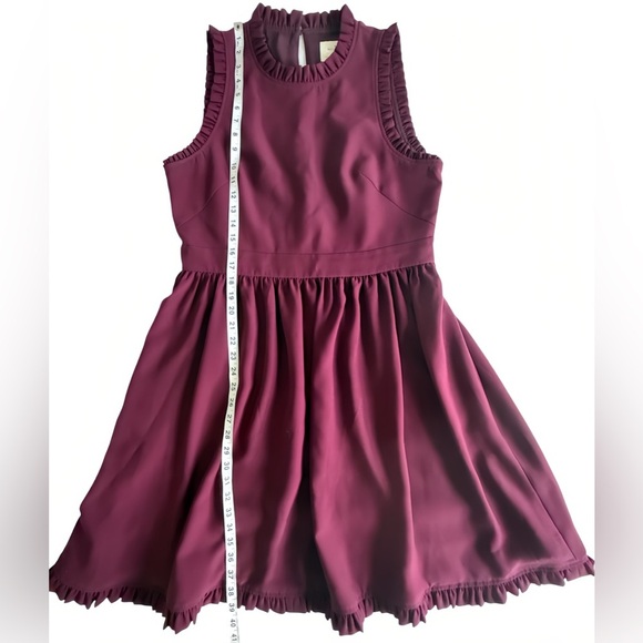Kate Spade Ruffle Trim Fit & Flare Dress Deep Cherry Red Size 14 Career Preppy - Picture 12 of 14